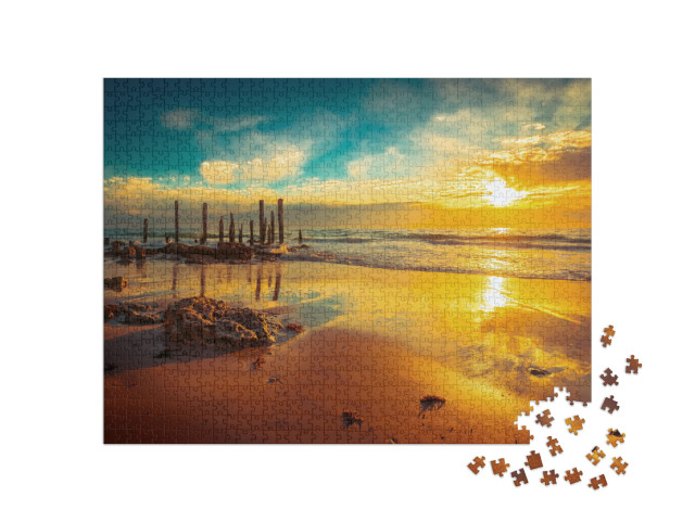 puzzle 1000 dílků „Pláž Port Willunga při západu slunce, Jižní Austrálie“