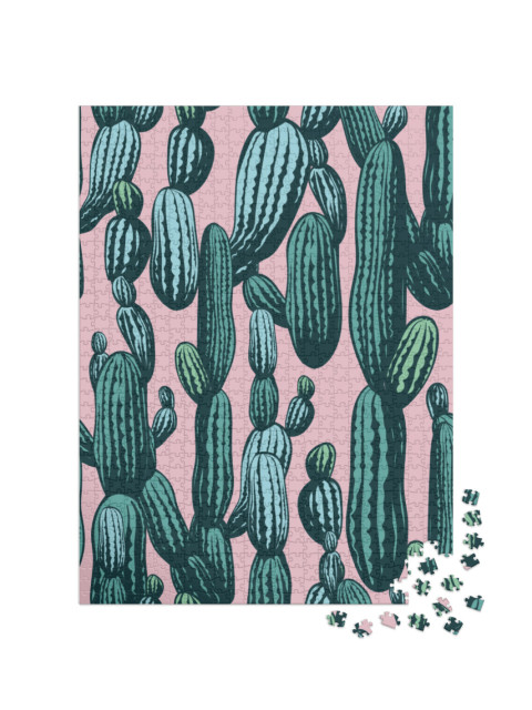 puzzle 1000 dílků „Ilustrace: Kaktusový vzor“