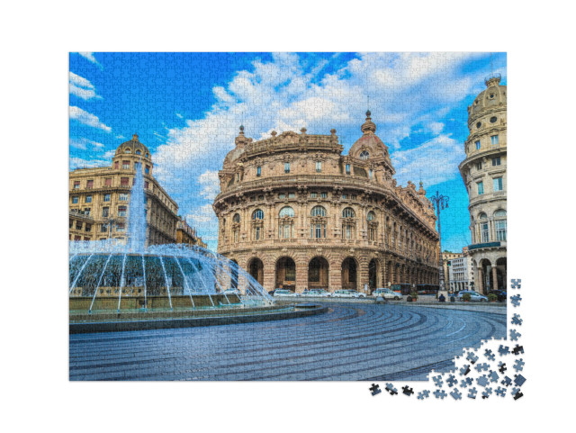 puzzle 2000 dílků „Hlavní náměstí Piazza De Ferrari v Janově Itálie“