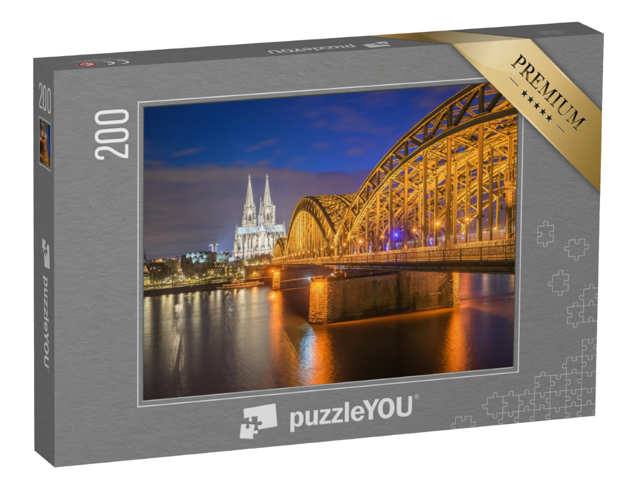 puzzle 200 dílků „Noční pohled na Kolínskou katedrálu v Kolíně nad Rýnem, Německo“