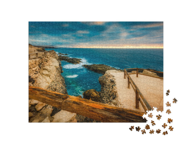 puzzle 1000 dílků „Pláž Ajuy Fuerteventura při západu slunce“