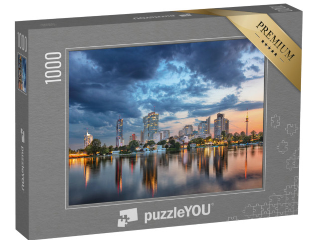 puzzle 1000 dílků „Vídeň, Rakousko. Panoramatická krajina rakouského hlavního města Vídně při západu slunce“