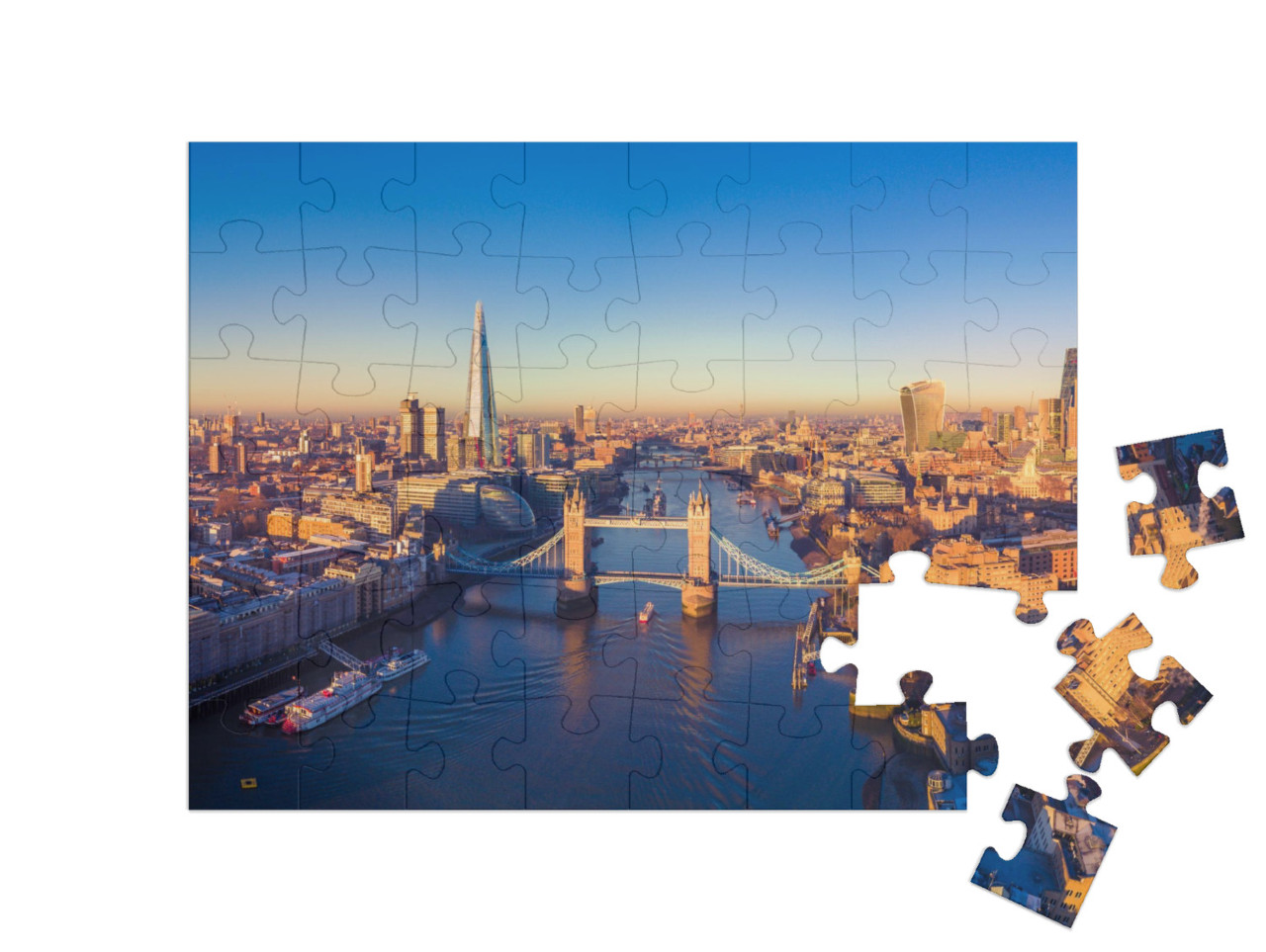 puzzle 48 dílků „Letecký panoramatický pohled na Londýn a řeku Temži, Anglie“