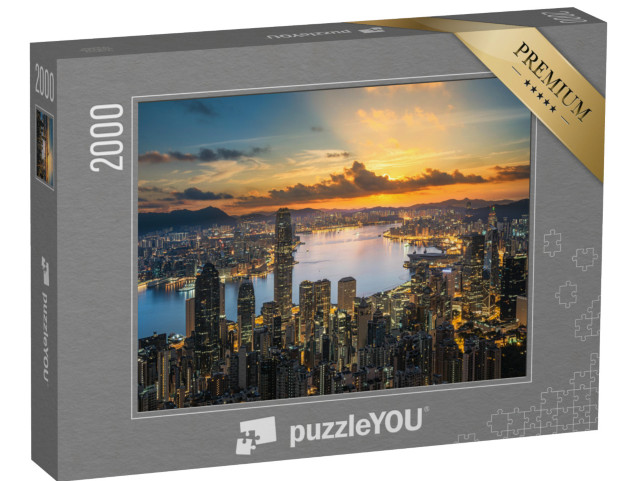 puzzle 2000 dílků „Hongkong při západu slunce“