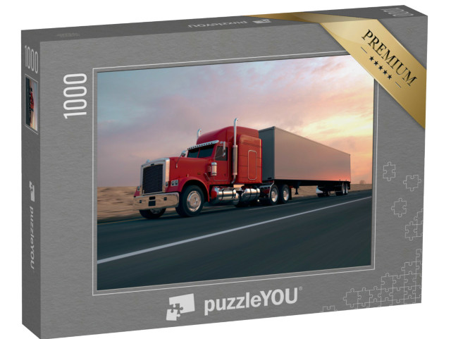 puzzle 1000 dílků „18kolový nákladní automobil na silnici“