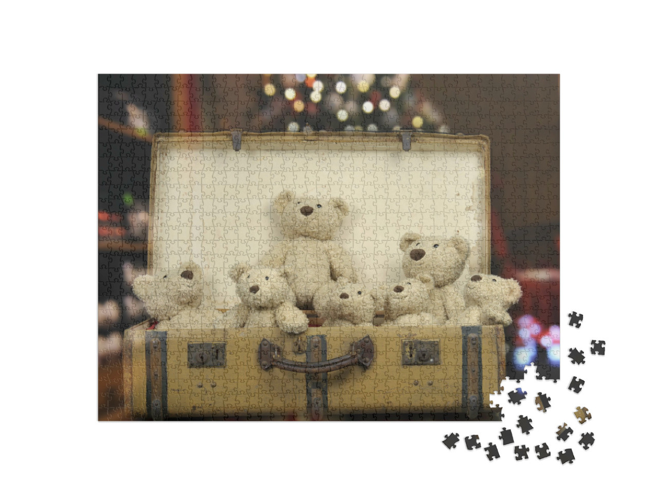 puzzle 1000 dílků „Historický kufr plný plyšových medvídků“