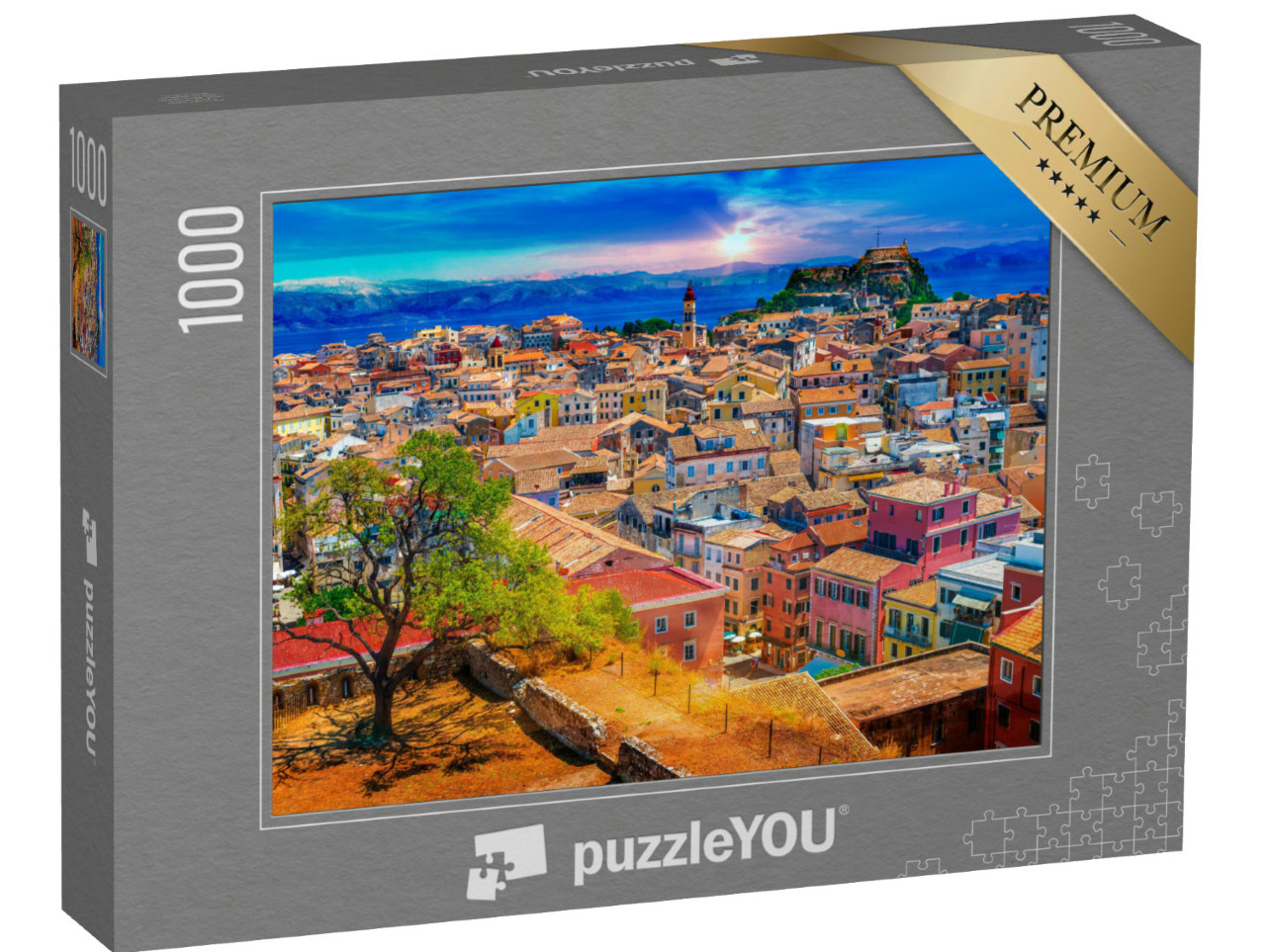 puzzle 1000 dílků „Panoramatický pohled na Kerkyru, hlavní město ostrova Korfu, Řecko“