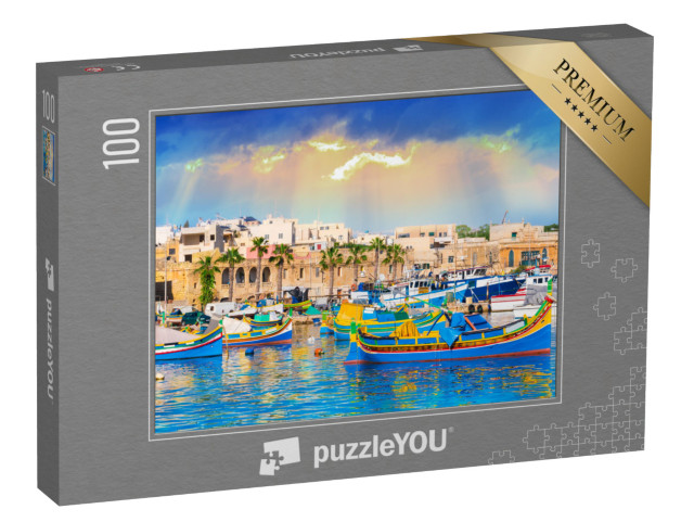 puzzle 100 dílků „Přístav obce Marsaxlokk na Maltě“