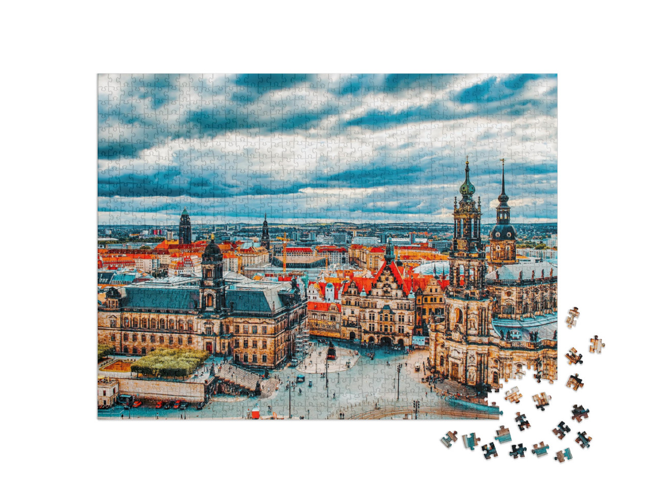 puzzle 1000 dílků „Historické centrum starého města Drážďan“