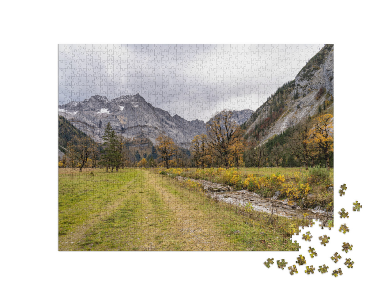 puzzle 1000 dílků „Javory u Ahornbodenu na podzim, Karwendelgebirge, Rakousko“