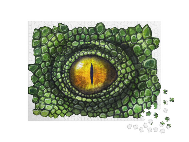 puzzle 1000 dílků „Dinosauří a dračí oko se šupinami. Akvarelová kresba...“