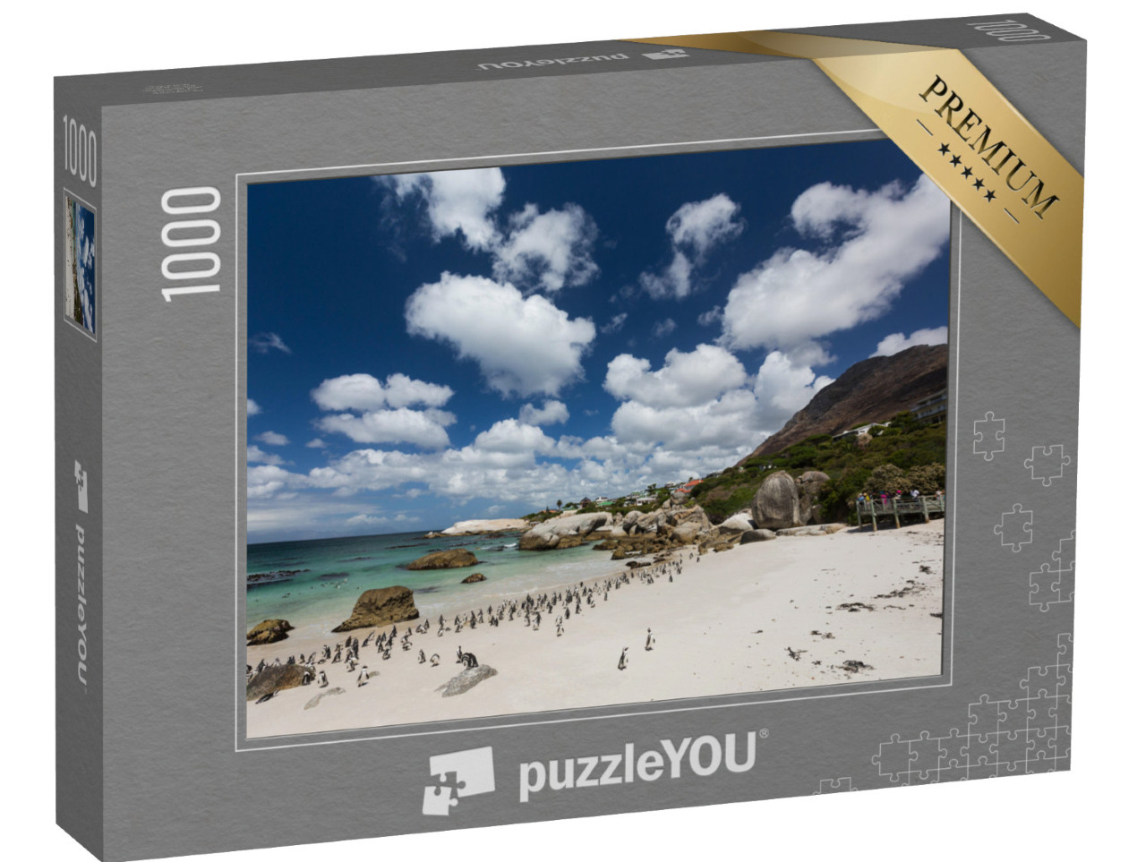 puzzle 1000 dílků „Tučňáci na pláži, Boulders Beach, Kapské Město, Jihoafrická republika“