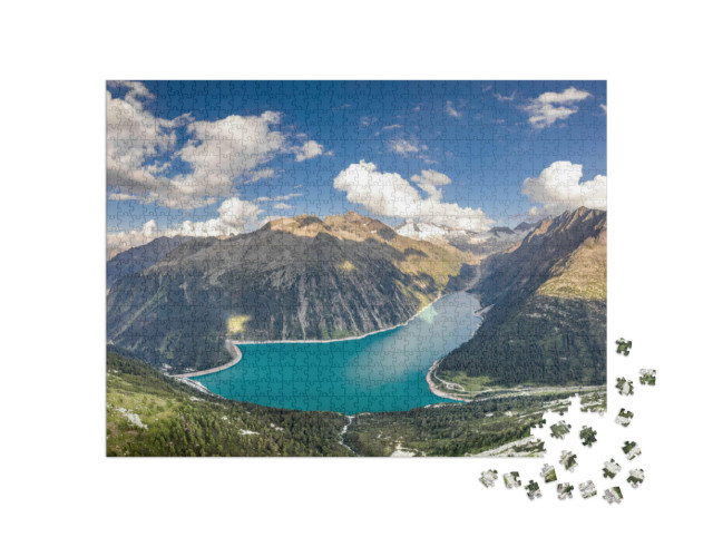 puzzle 1000 dílků „Schlegeisspeicher v Zillertalských Alpách, Rakousko“