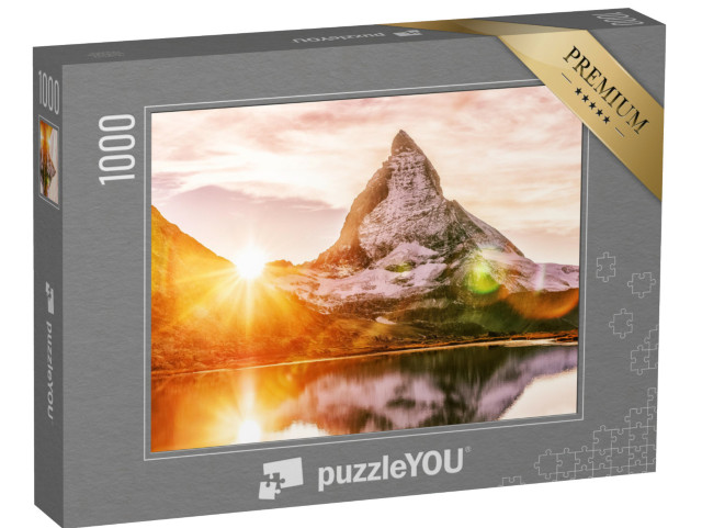 puzzle 1000 dílků „Západ slunce na Matterhornu nad Riffelsee, Švýcarsko“