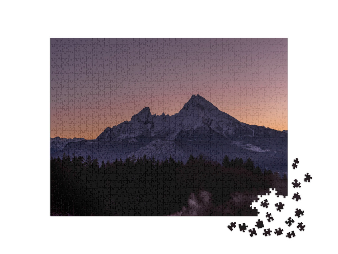 puzzle 1000 dílků „Západ slunce nad Watzmannem, Berchtesgaden, Německo“