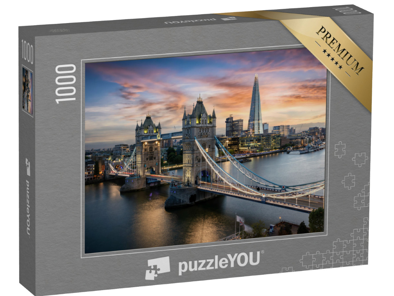 puzzle 1000 dílků „Pohled na večerní osvětlení mostu Tower Bridge, Londýn, Anglie“