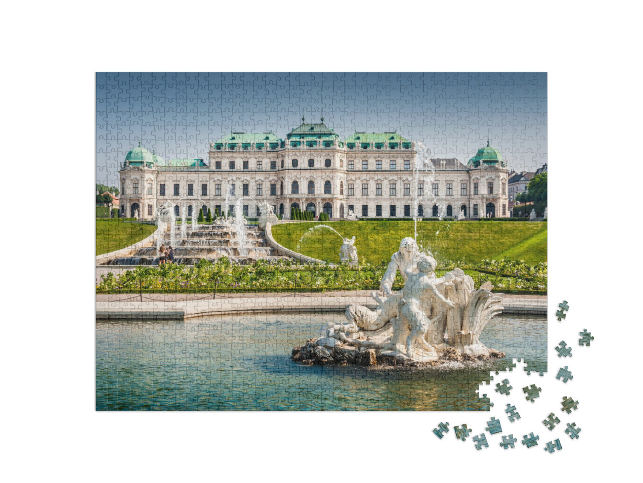 puzzle 1000 dílků „Krásný výhled na slavný palác Belvedere“