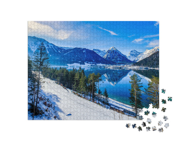 puzzle 1000 dílků „Achensee a Pertisau v zimě, Rakousko“
