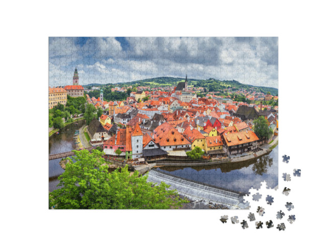puzzle 1000 dílků „Výhled na Český Krumlov a řeku Vltavu, Česká republika“