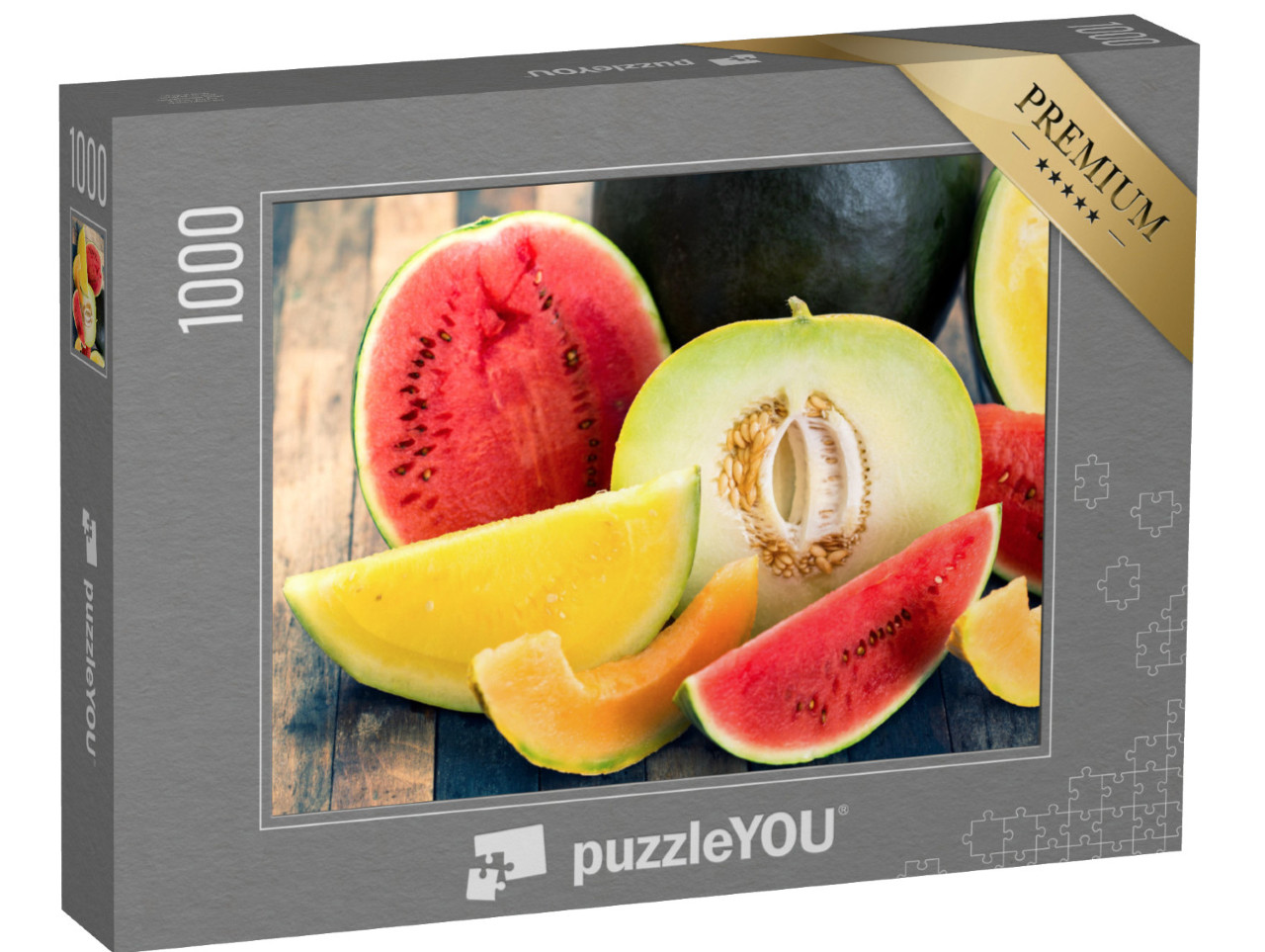puzzle 1000 dílků „Lahodné melouny, čerstvě nakrájené na plátky“