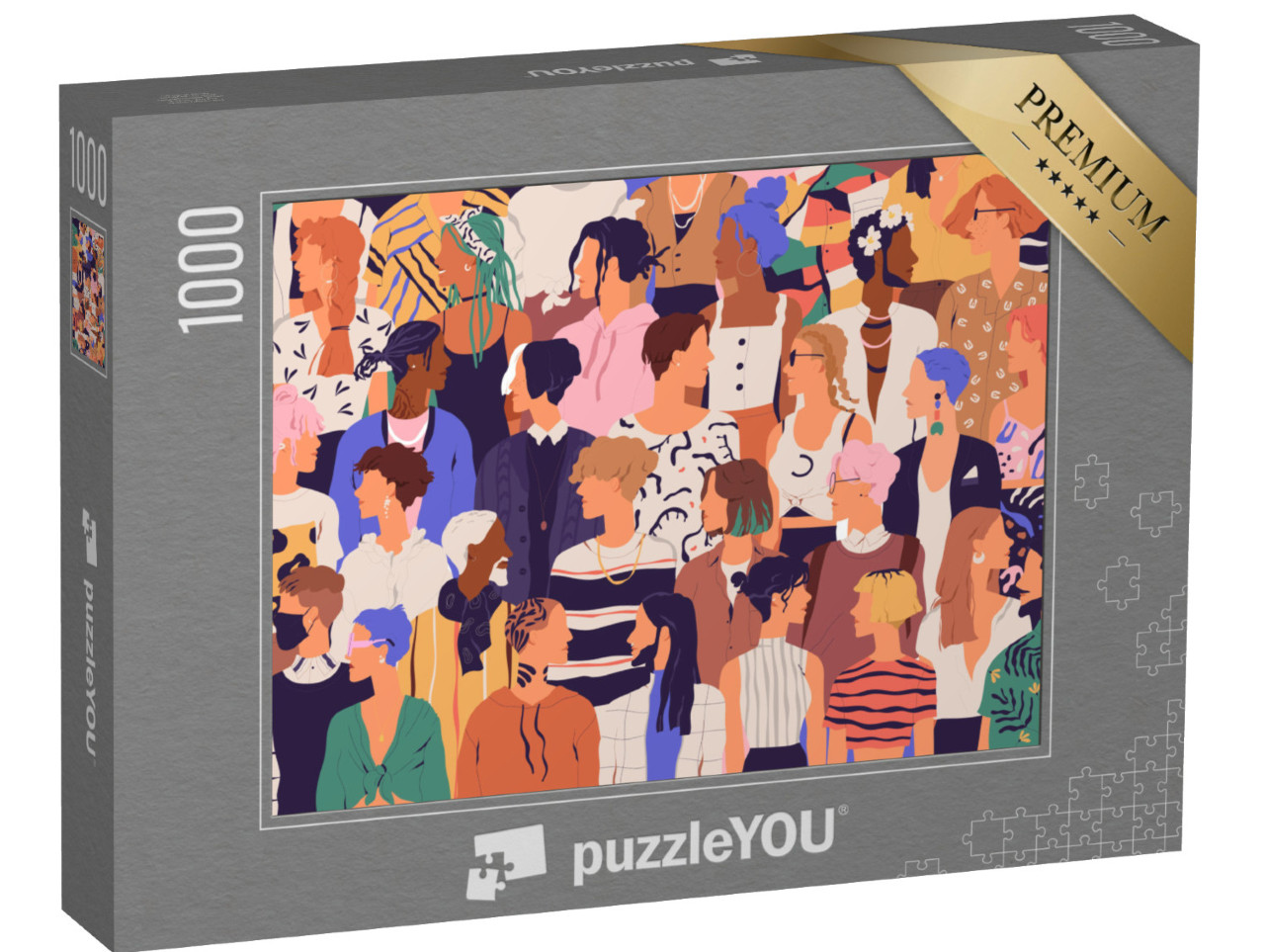 puzzle 1000 dílků „Skupina mužů a žen s módním hipsterským oblečením“