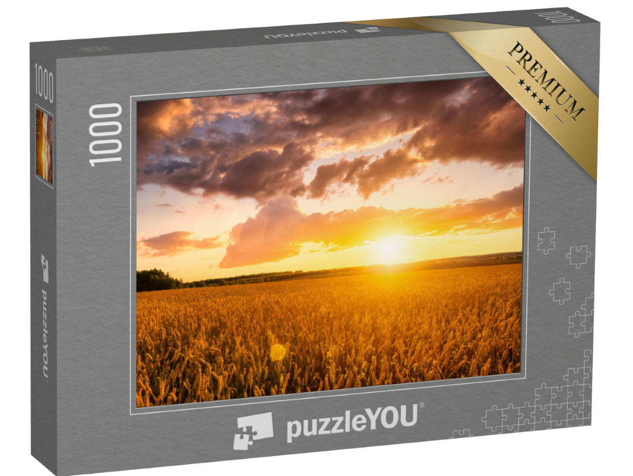 puzzle 1000 dílků „Západ slunce nad pšeničným polem v létě“