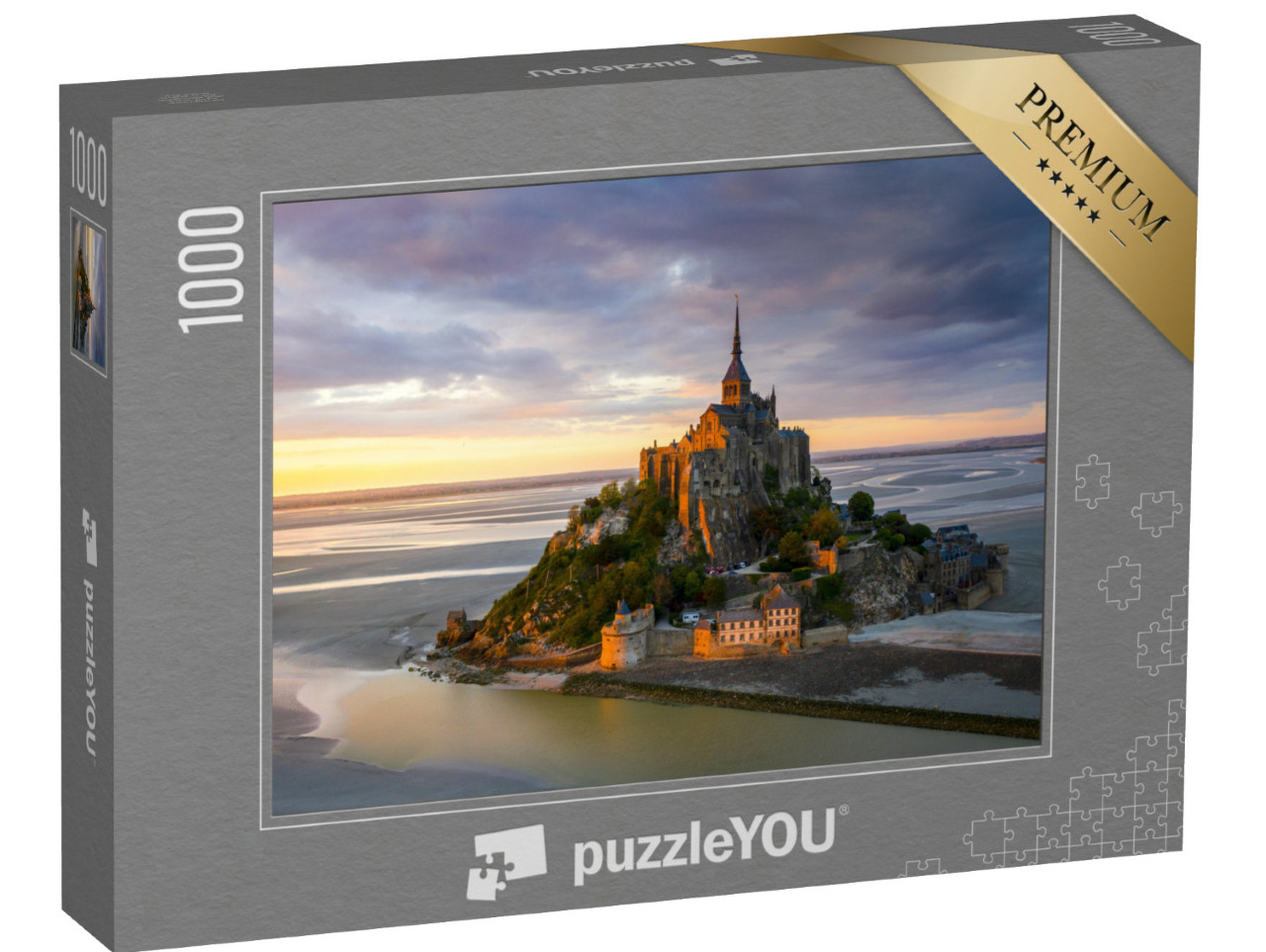 puzzle 1000 dílků „Mont Saint-Michel při západu slunce, Normandie, severní Francie“