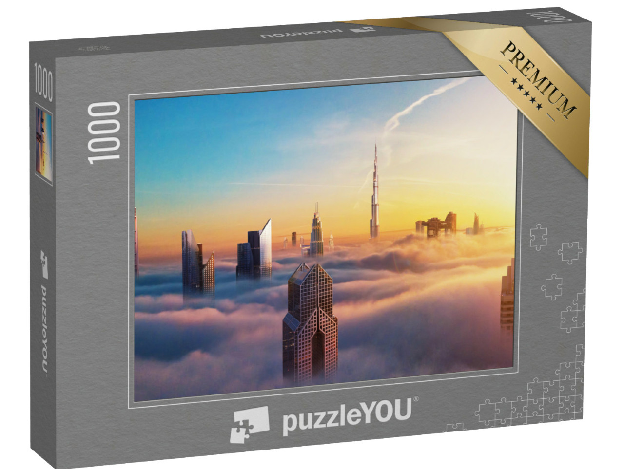 puzzle 1000 dílků „Dubaj při západu slunce, panoramatický pohled na centrum města“