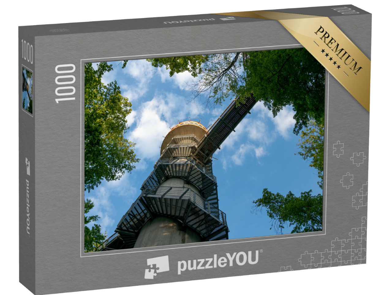 puzzle 1000 dílků „Vyhlídková věž na stezce v korunách stromů, Národní park Hainich“