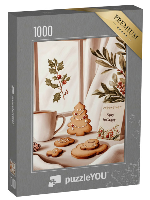 puzzle 1000 dílků „Veselé svátky: sušenky a kakao“