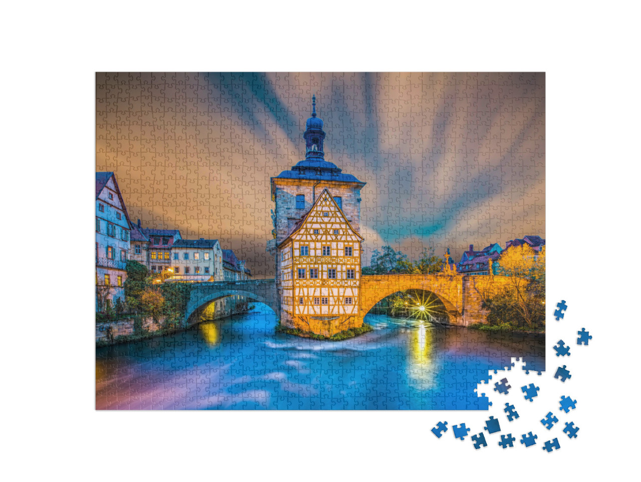 puzzle 1000 dílků „Idylické staré centrum města Bamberg, Německo“