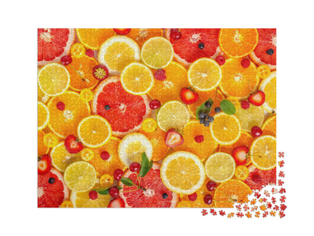 puzzle 2000 dílků „Čerstvě nakrájené citrusové plody“