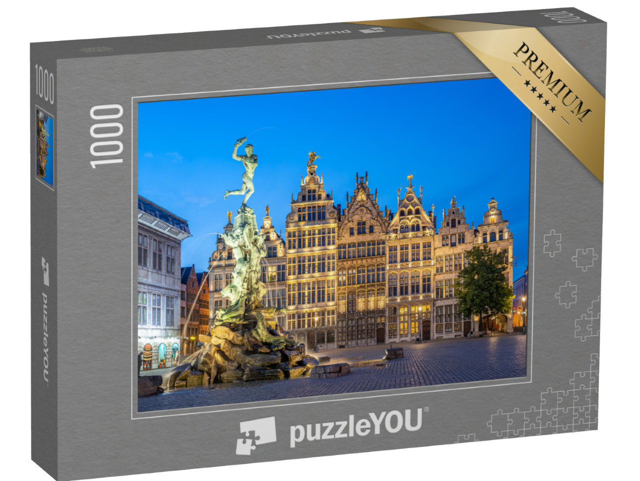 puzzle 1000 dílků „Grote Markt v noci, Antverpy, Belgie“
