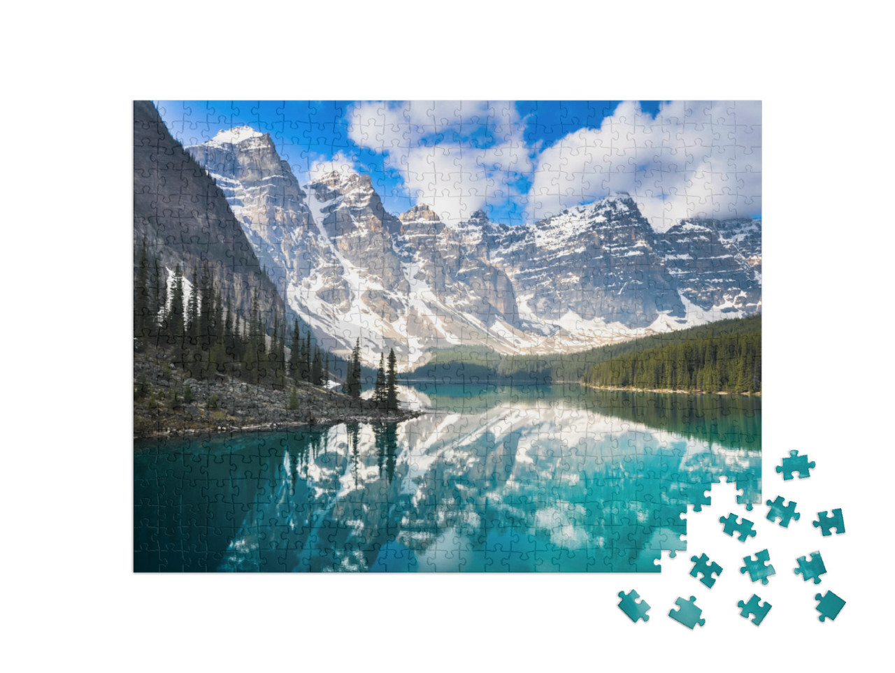 puzzle 500 dílků „Jezero Moraine, Skalisté hory, Kanada“