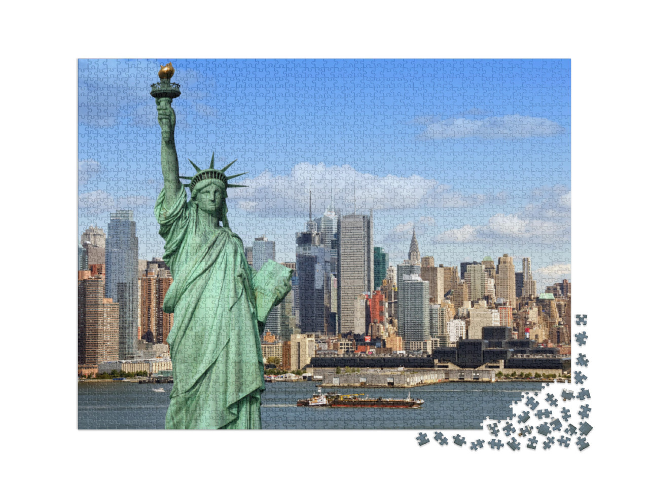 puzzle 2000 dílků „Socha Svobody s řekou Hudson, New York City“