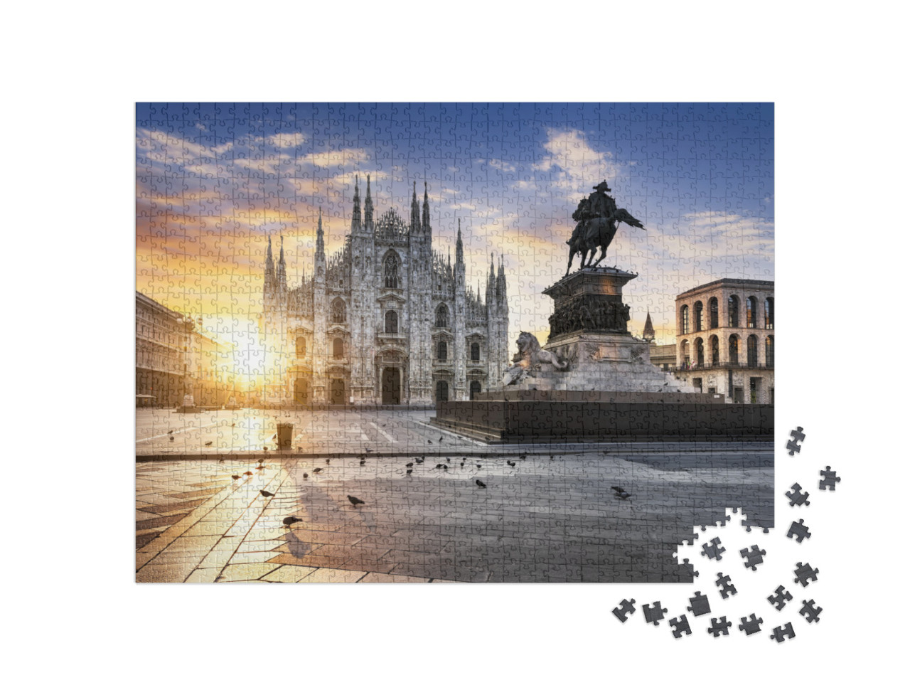 puzzle 1000 dílků „Duomo při východu slunce, Milán, Evropa“