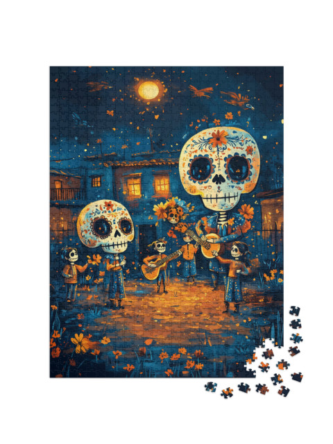 puzzle 1000 dílků „Koncert lebek na Halloween“