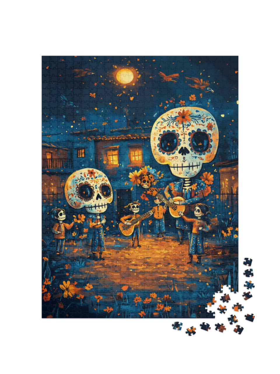 puzzle 1000 dílků „Koncert lebek na Halloween“