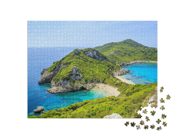 puzzle 1000 dílků „Panorama pláže Prto Timoni, Korfu, Řecko“