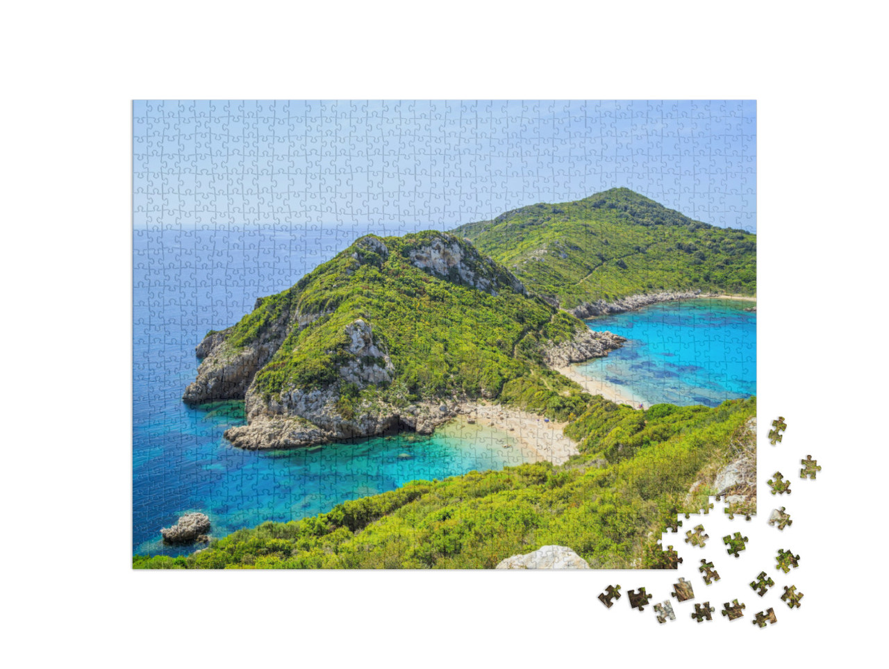 puzzle 1000 dílků „Panorama pláže Prto Timoni, Korfu, Řecko“