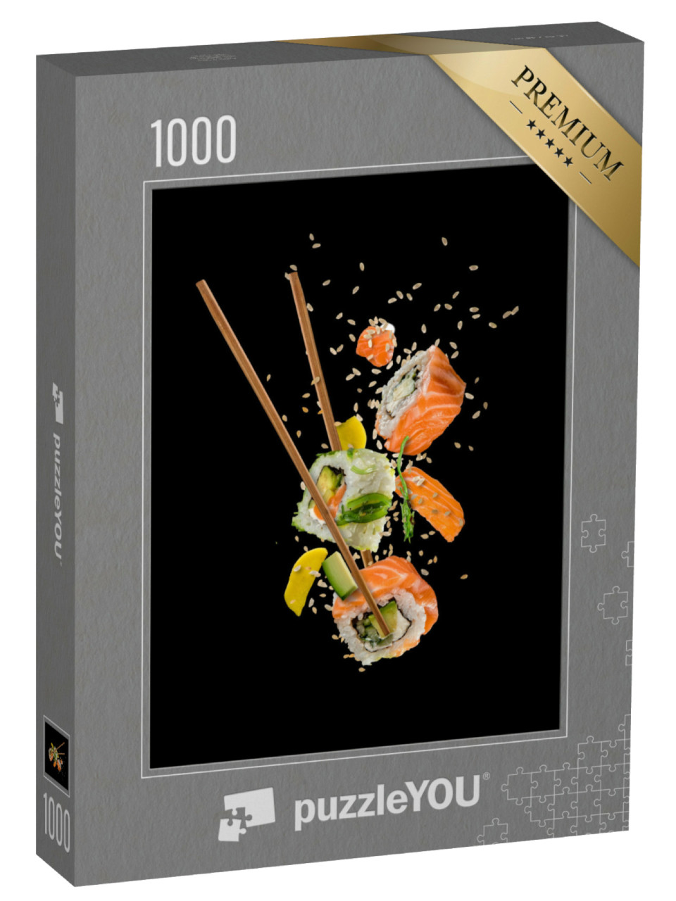 puzzle 1000 dílků „Kousky sushi mezi hůlkami“