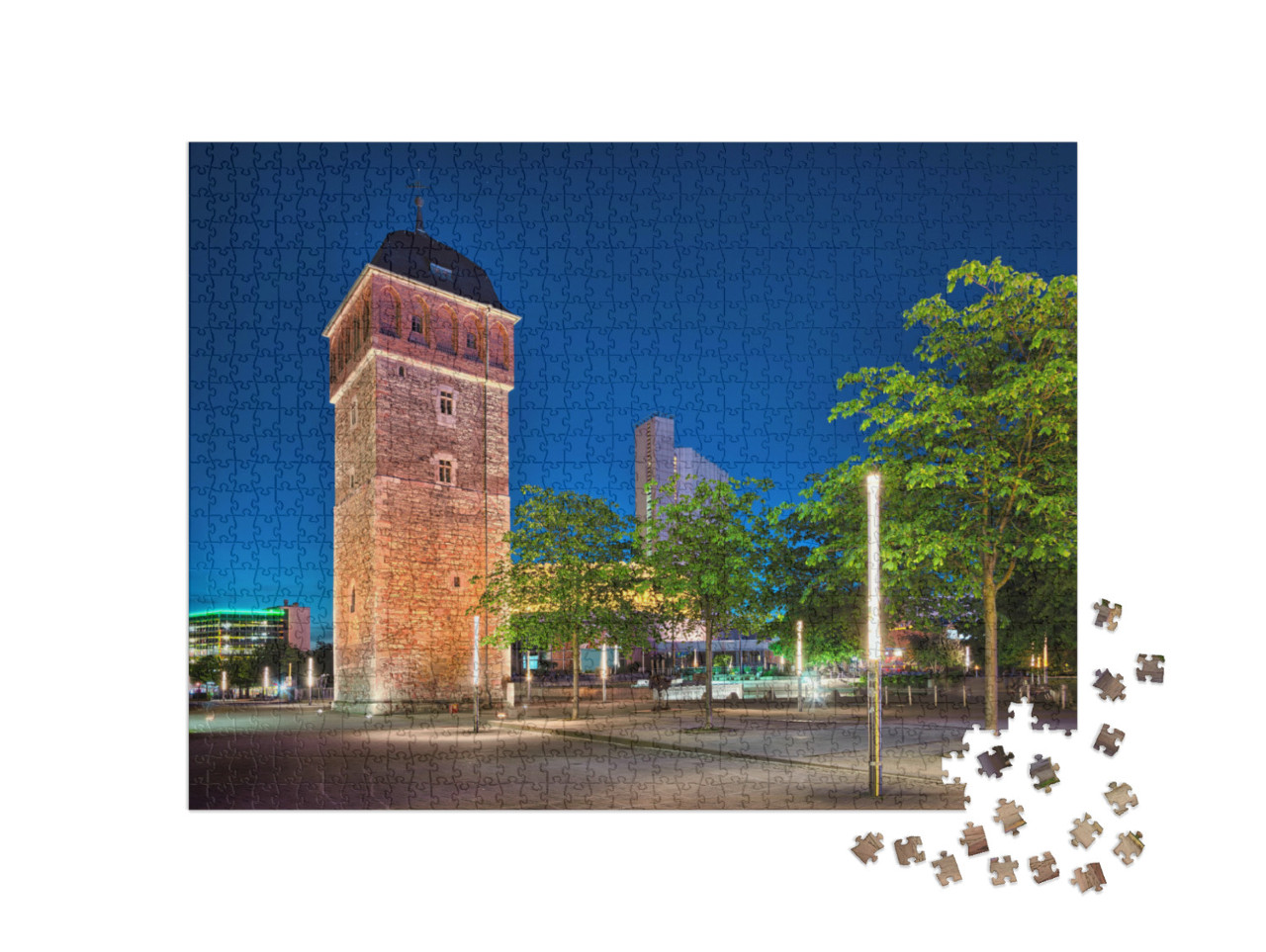 puzzle 1000 dílků „Červená věž v Chemnitzu, Německo“