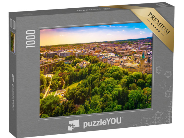 puzzle 1000 dílků „Panoramatický pohled na Lucemburk ze vzduchu v létě“