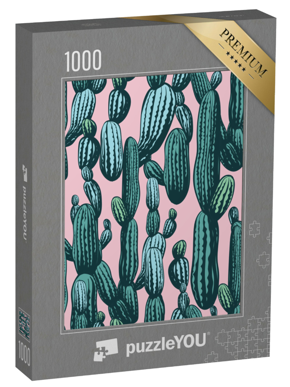 puzzle 1000 dílků „Ilustrace: Kaktusový vzor“