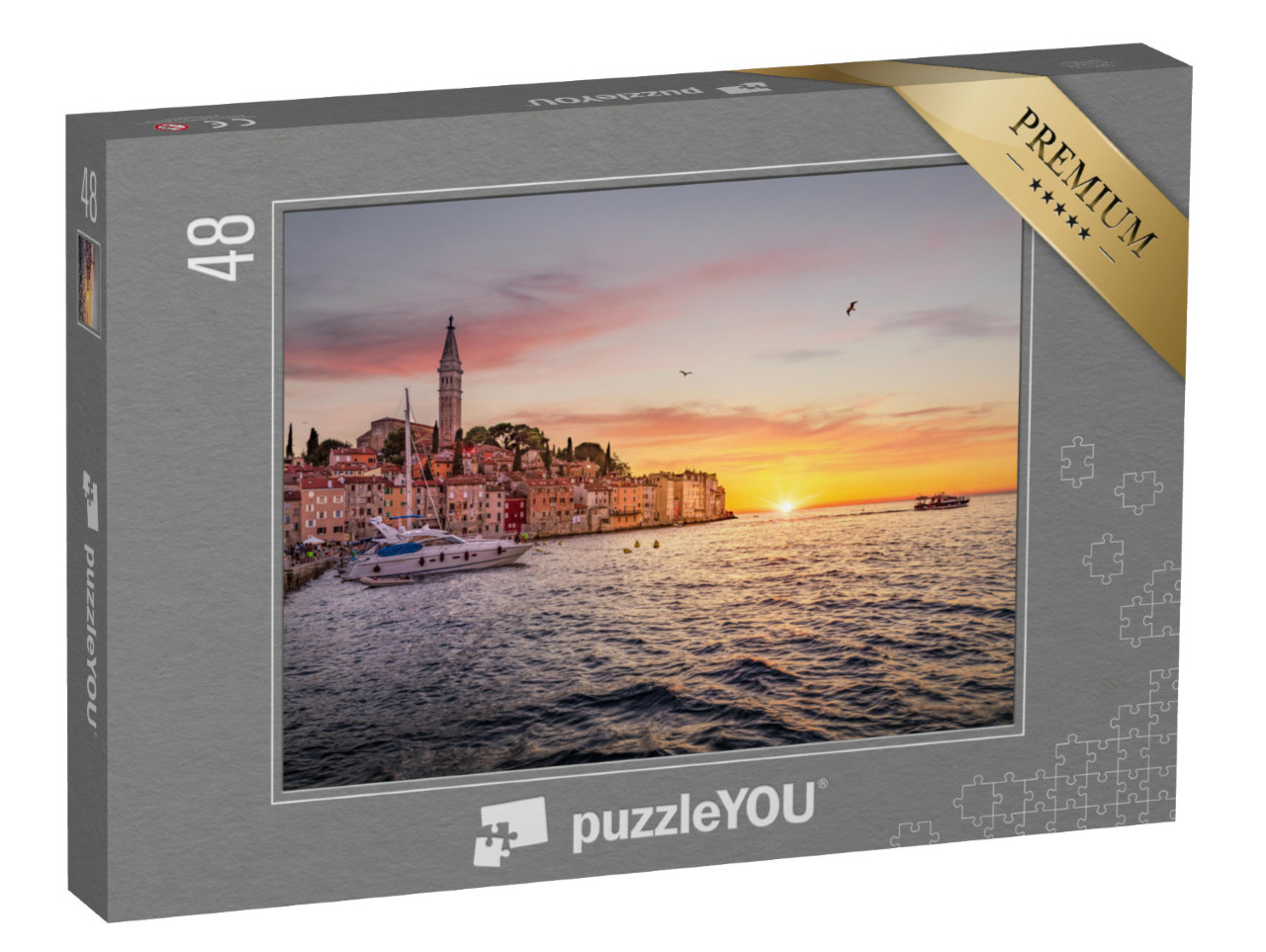 puzzle 48 dílků „Staré centrum města Rovinj při západu slunce, Istrie, Chorvatsko“