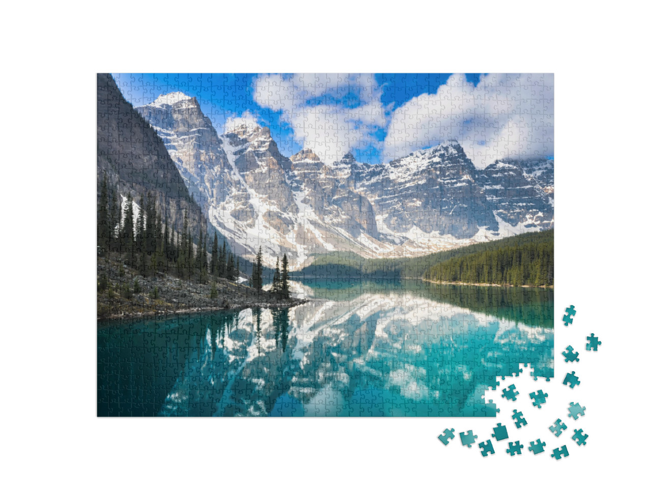 puzzle 1000 dílků „Jezero Moraine, Skalisté hory, Kanada“