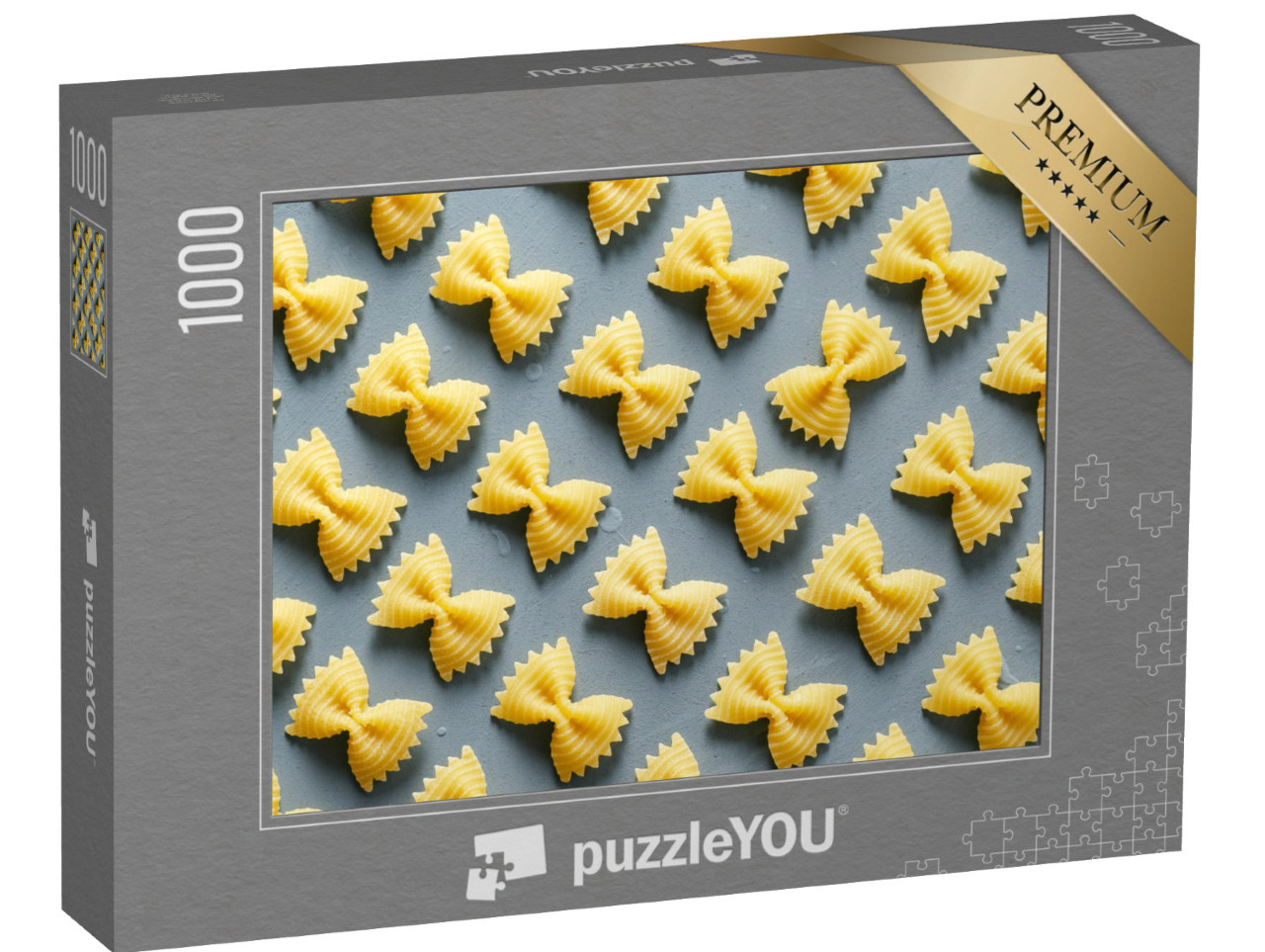puzzle 1000 dílků „Symetrický vzor těstovin farfalle, známých také jako motýlí těstoviny“