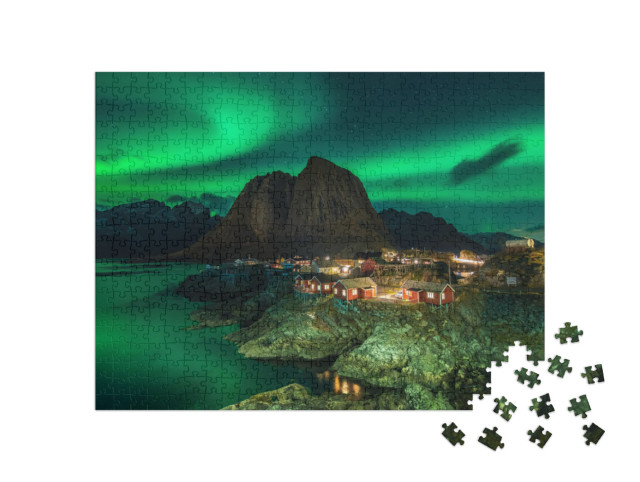 puzzle 500 dílků „Krásná polární záře v Norsku“