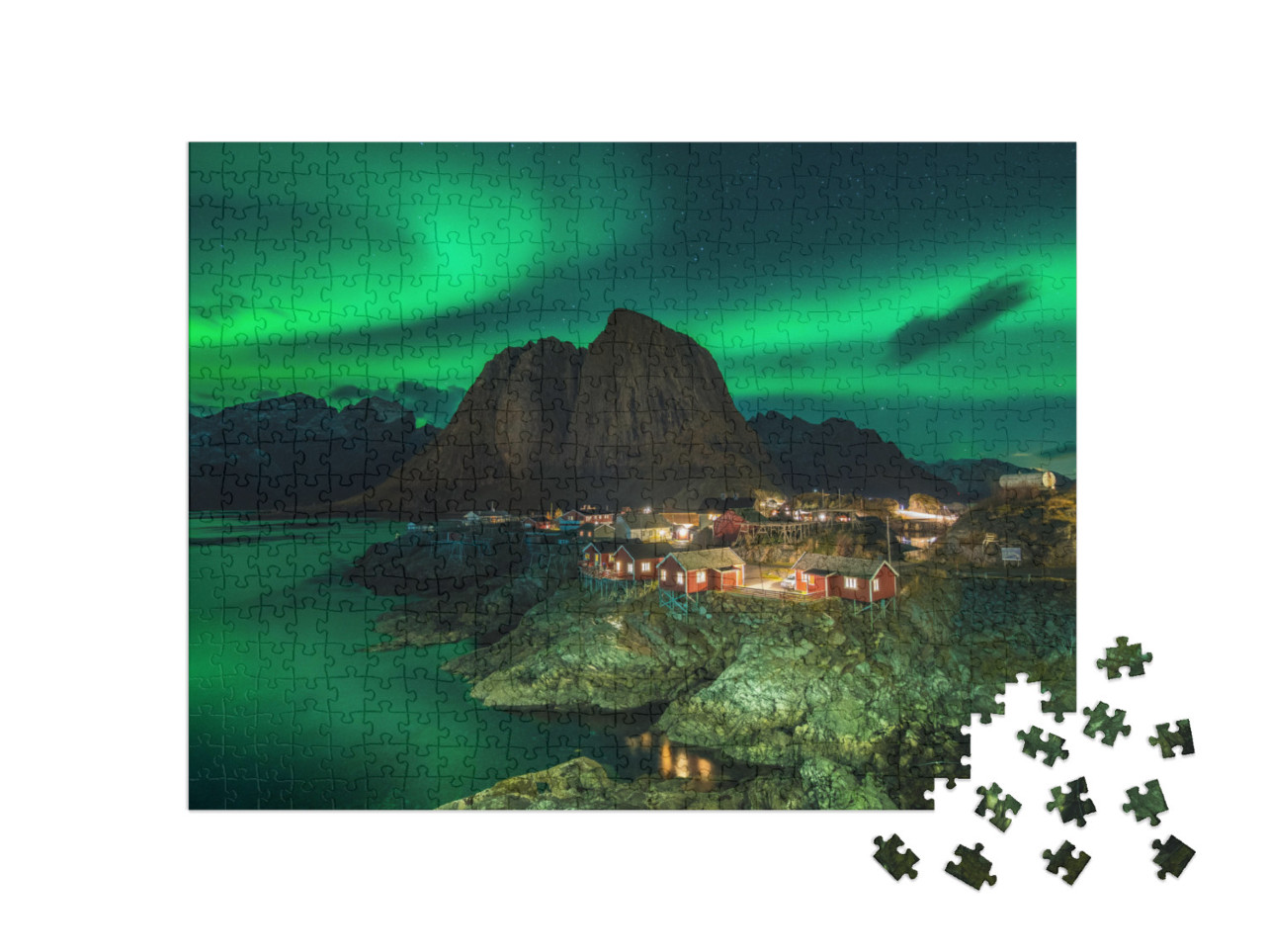 puzzle 500 dílků „Krásná polární záře v Norsku“
