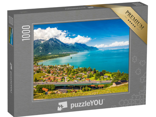 puzzle 1000 dílků „Panoramatický pohled na Villeneuve u Ženevského jezera, Švýcarsko“